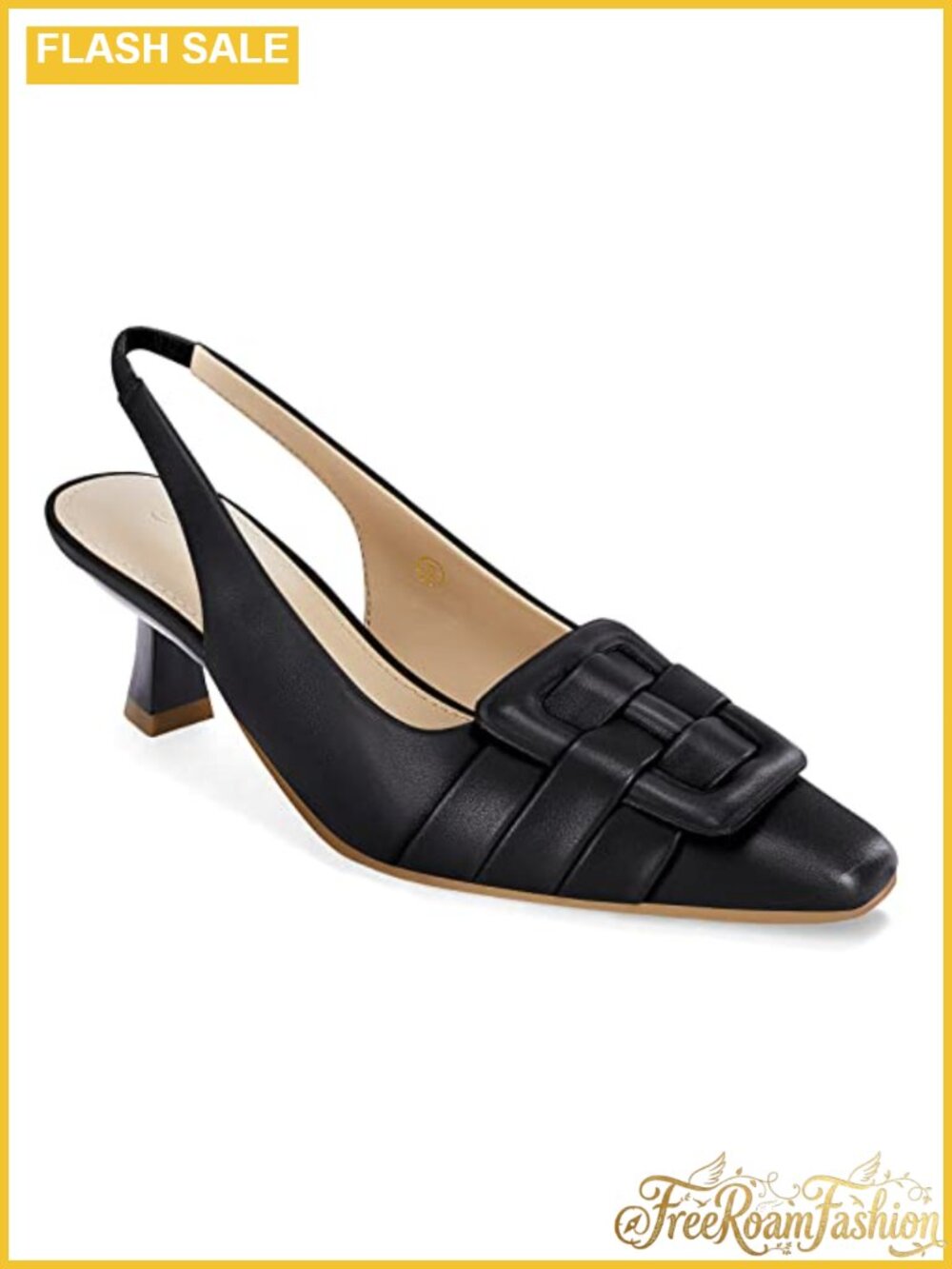 Slingback Kitten Heels Pointed Toe Low Pumps Comfortable Party Office Shoes